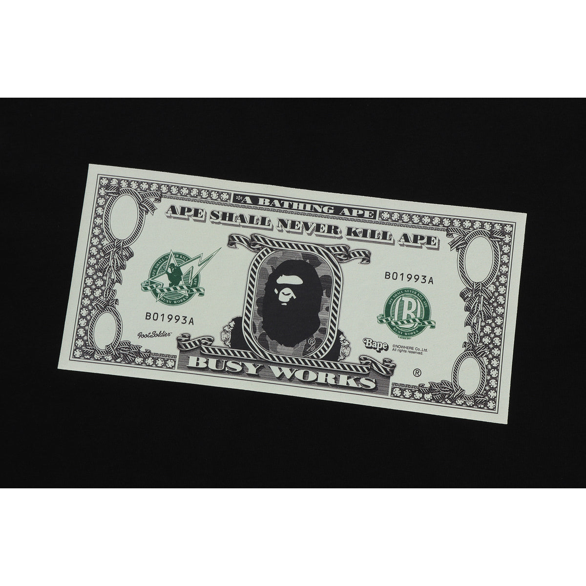 BAPE BANKNOTE TEE MENS