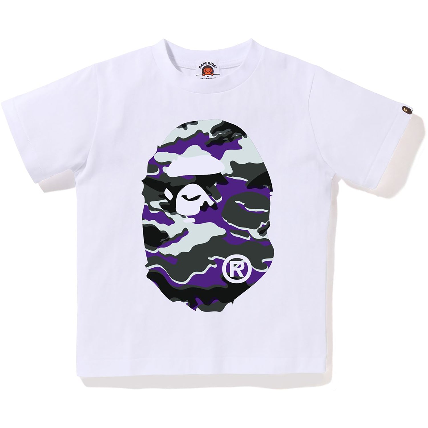 GLITCH WOODLAND CAMO BIG APE HEAD TEE KIDS – us.bape.com