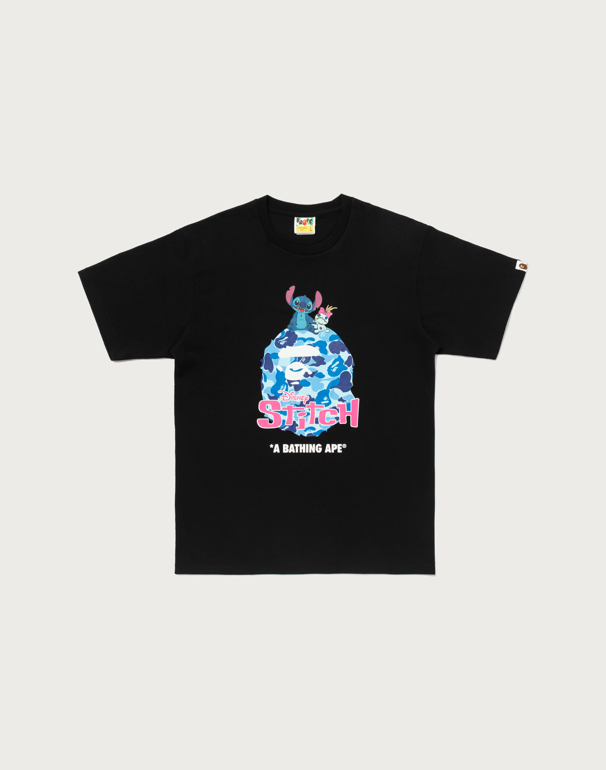 BAPE X DISNEY STITCH ABC CAMO APE HEAD TEE MENS