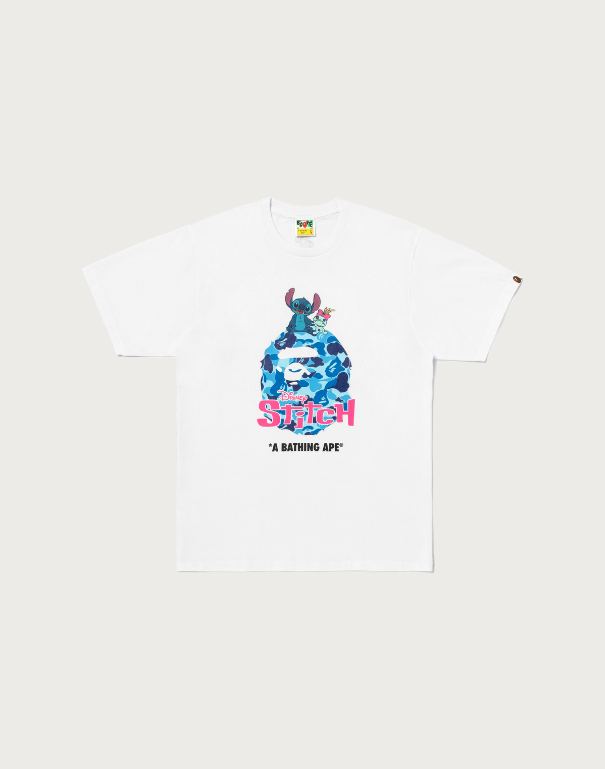 BAPE X DISNEY STITCH ABC CAMO APE HEAD TEE MENS