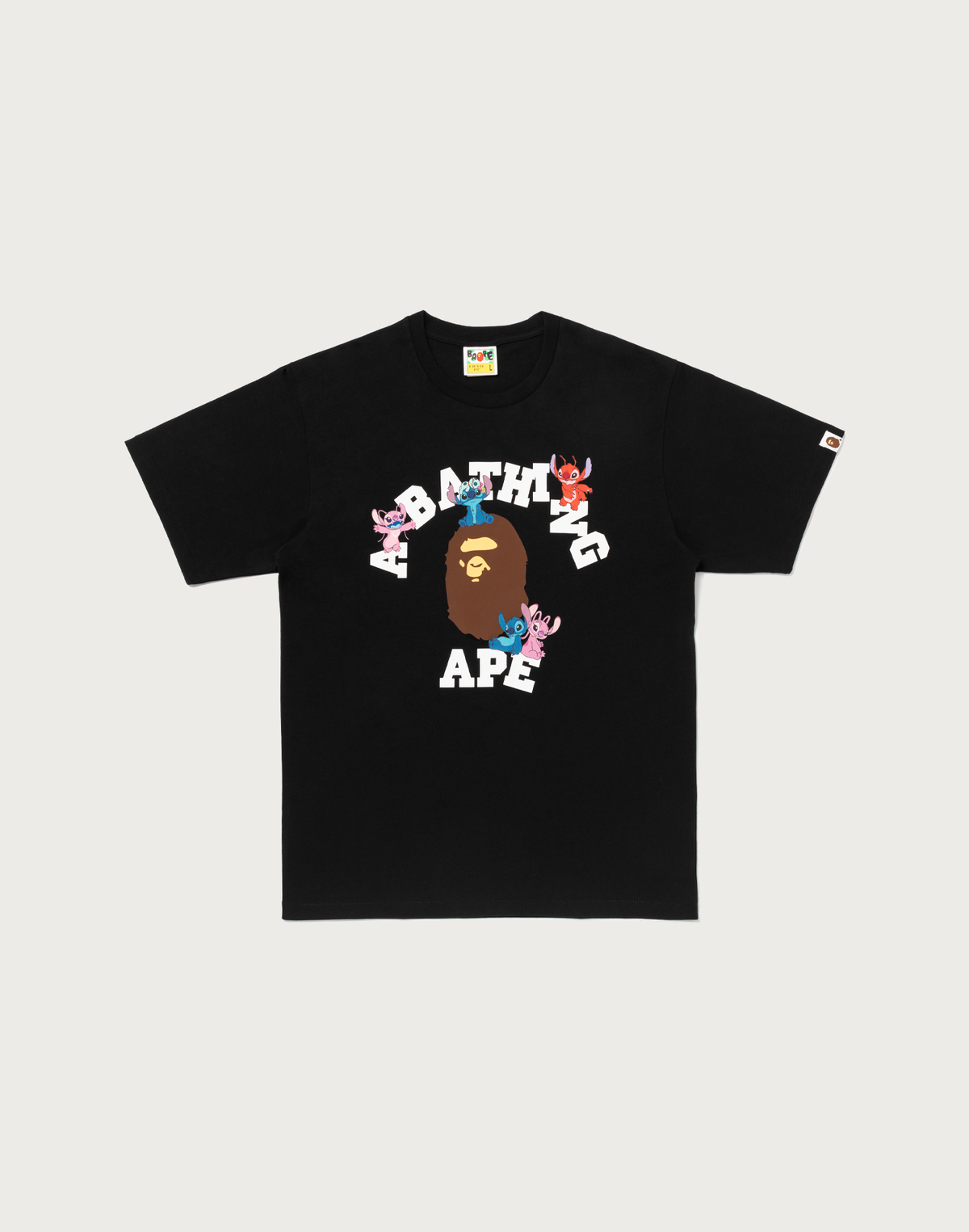 BAPE X DISNEY STITCH AND FRIENDS COLLEGE TEE MENS