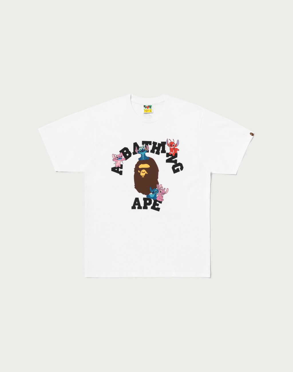 BAPE X DISNEY STITCH AND FRIENDS COLLEGE TEE MENS