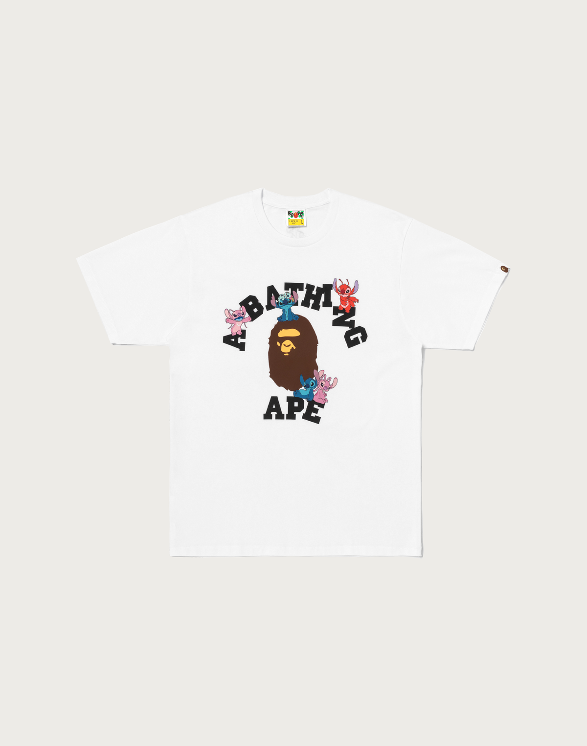 BAPE X DISNEY STITCH AND FRIENDS COLLEGE TEE MENS