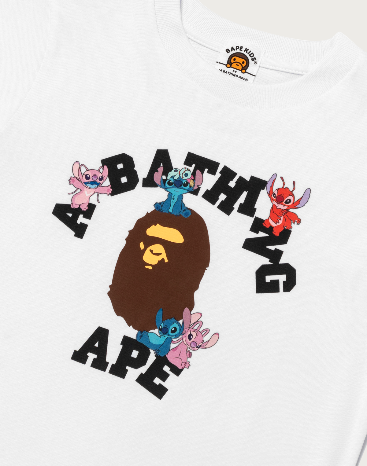 BAPE X DISNEY STITCH AND FRIENDS COLLEGE TEE KIDS