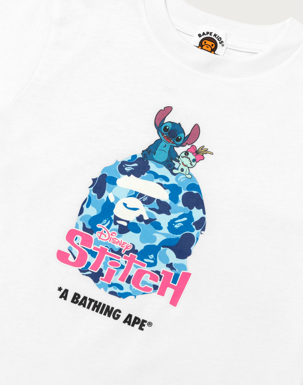 BAPE X DISNEY STITCH ABC CAMO APE HEAD TEE KIDS