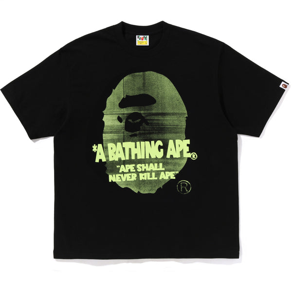 A BATHING APE ベイプカモワッフルTブラックメンズM SPRAY APE HEAD RELAXED FIT TEE MENS – us.bape.com
