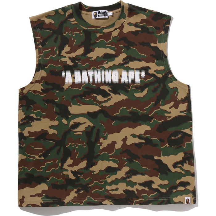 GLITCH WOODLAND CAMO HEAVY WASH BATHING APE CROPPED FIT TANK MENS