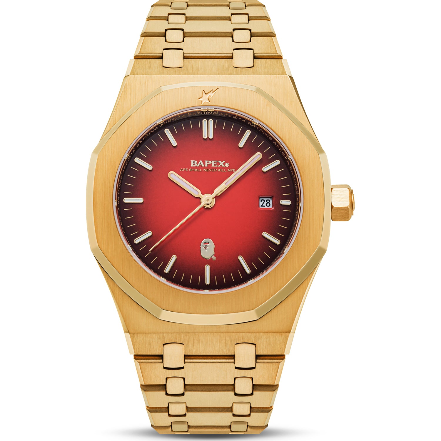 TYPE 9 BAPEX #2 Mens Watch Gold Crimson & Silver Emerald Green