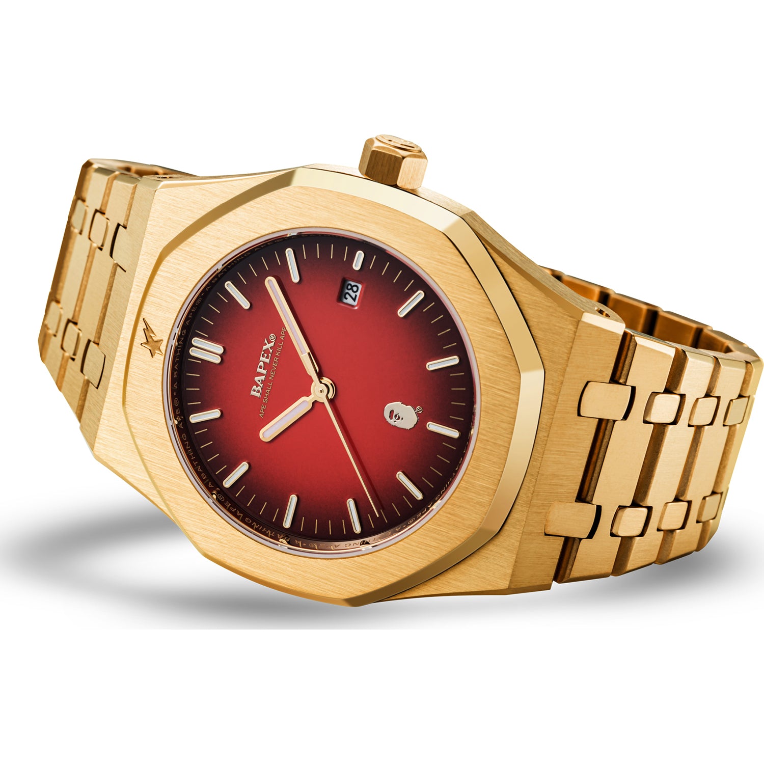 時計 A BATHING APE TYPE 9 BAPEX #2 TYPE 9 BAPEX #2 Mens Watch Gold Crimson & Silver Emerald