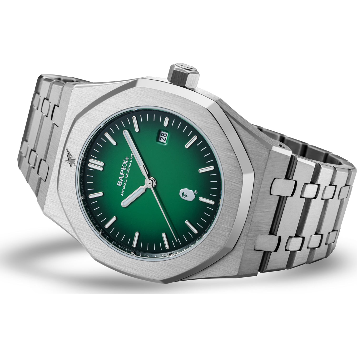 TYPE 9 BAPEX #2 Mens Watch Gold Crimson & Silver Emerald