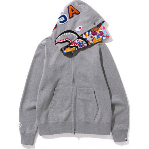 BAPE US LIMITED COLLECTION SHARK FULL ZIP DOUBLE HOODIE MENS | us