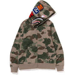 LAYERED LINE CAMO SHARK FULL ZIP HOODIE MENS