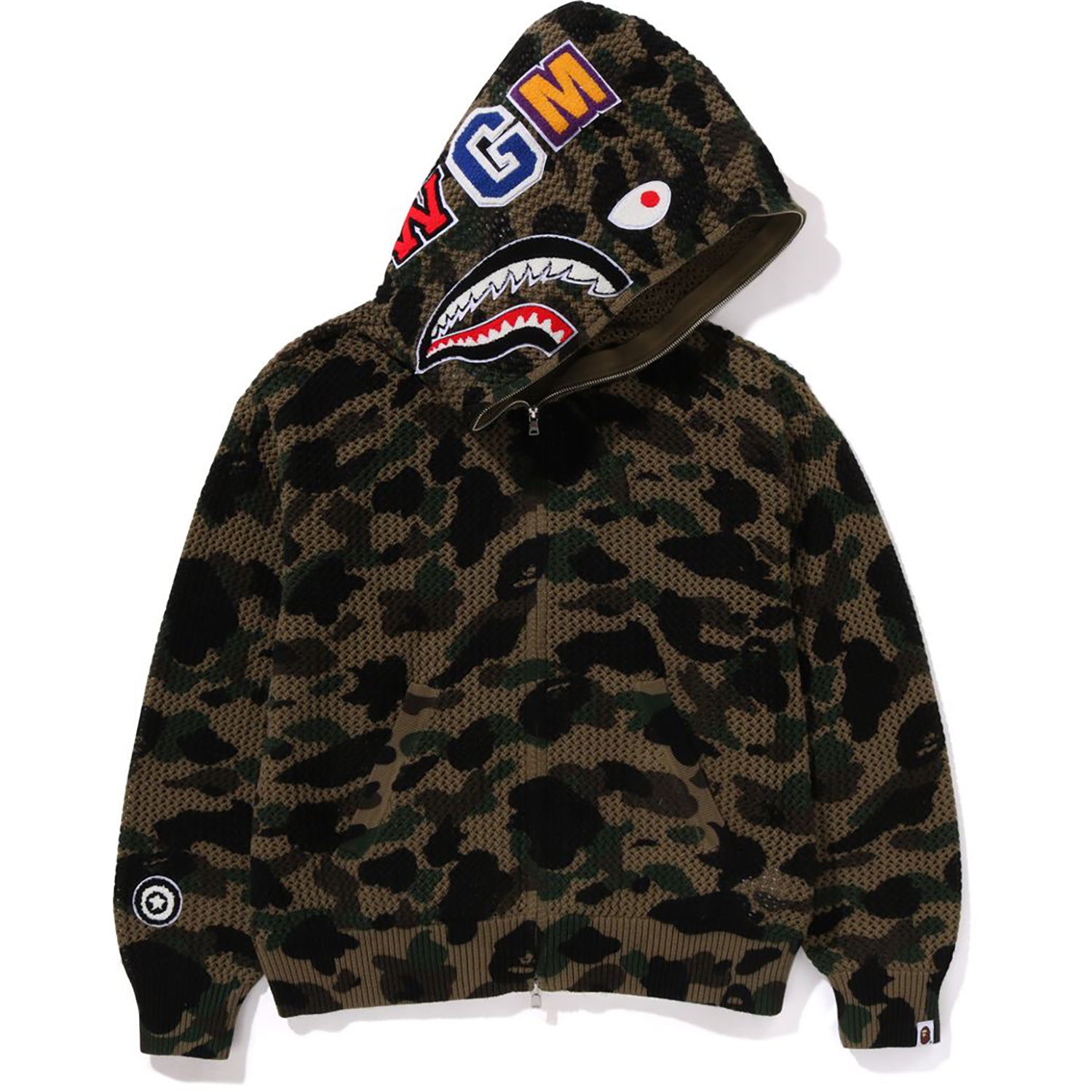 1ST CAMO CROCHET SHARK FULL ZIP HOODIE MENS – us.bape.com