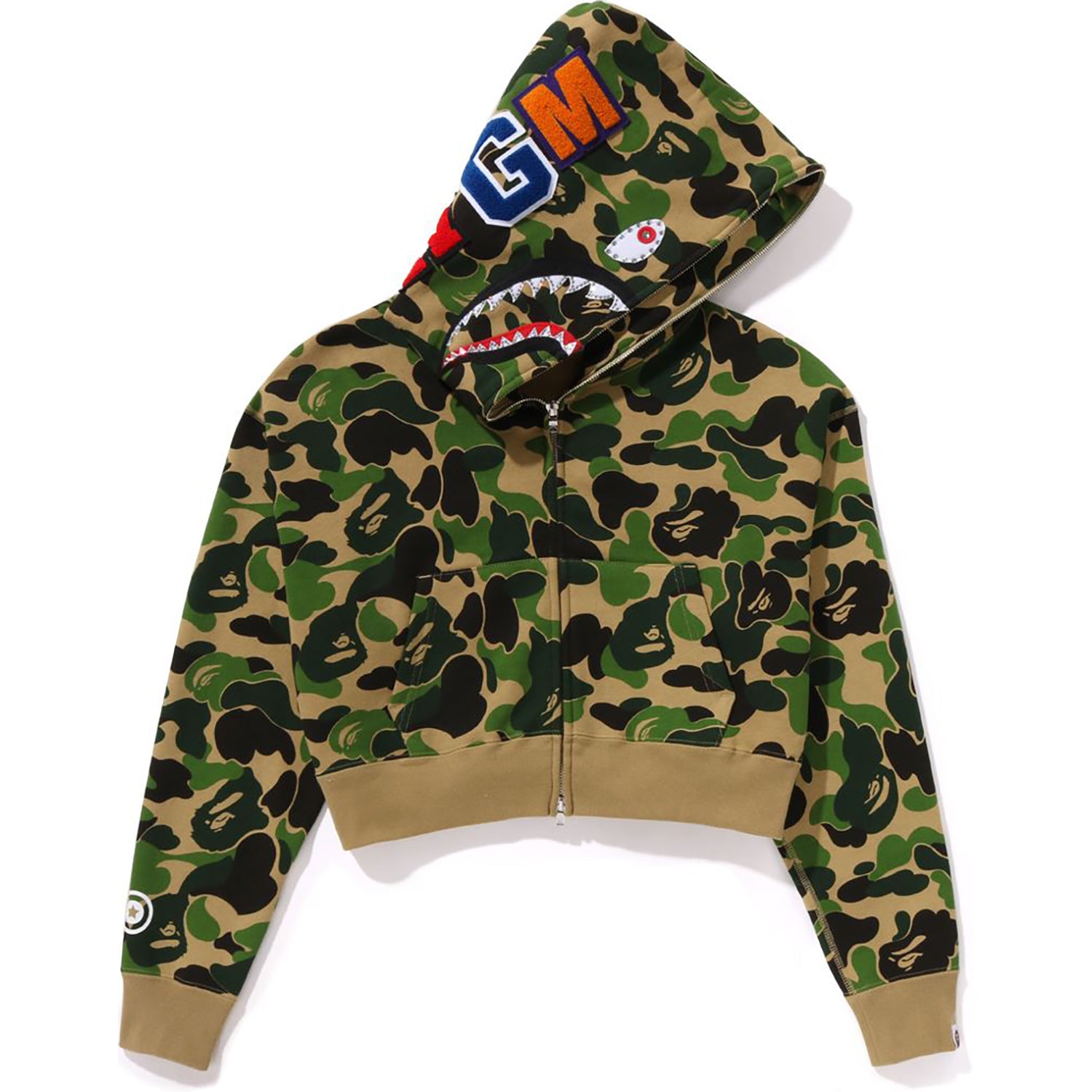 ABC CAMO CRYSTAL STONE SHARK CROPPED FULL ZIP HOODIE LADIES – us ...