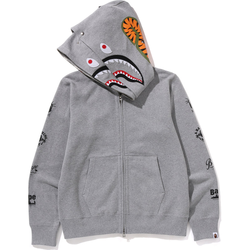 BAPE US DOUBLE SHARK FULL ZIP HOODIE MENS