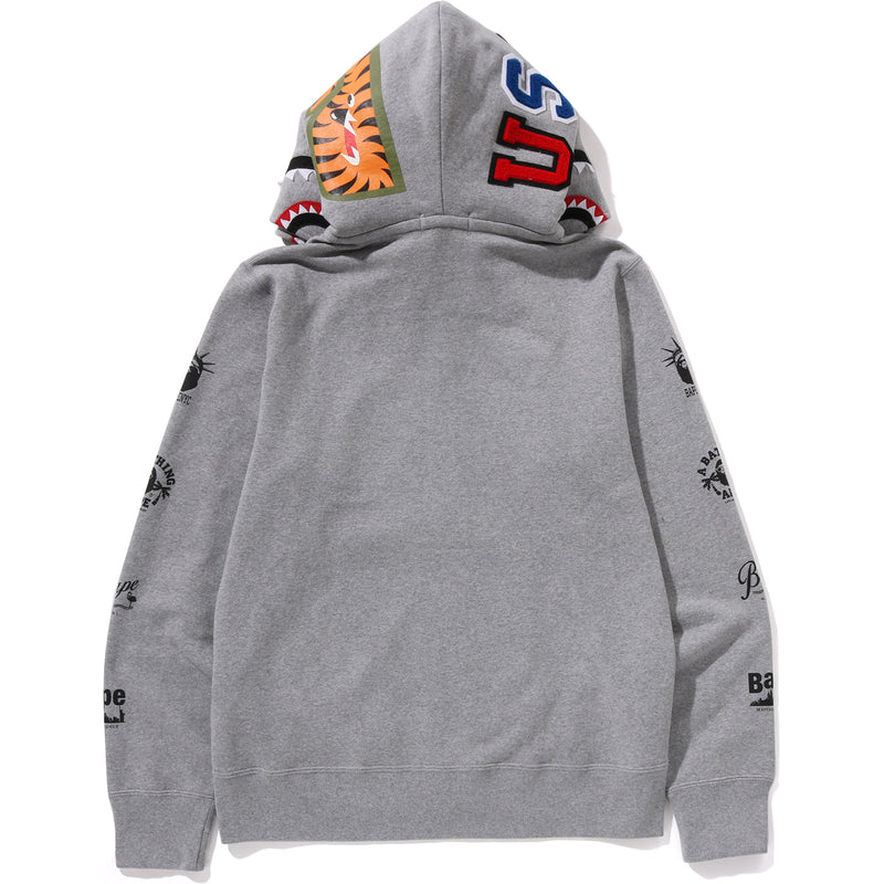 BAPE US DOUBLE SHARK FULL ZIP HOODIE MENS