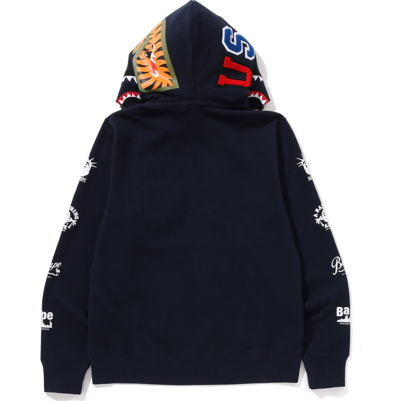 BAPE US DOUBLE SHARK FULL ZIP HOODIE MENS