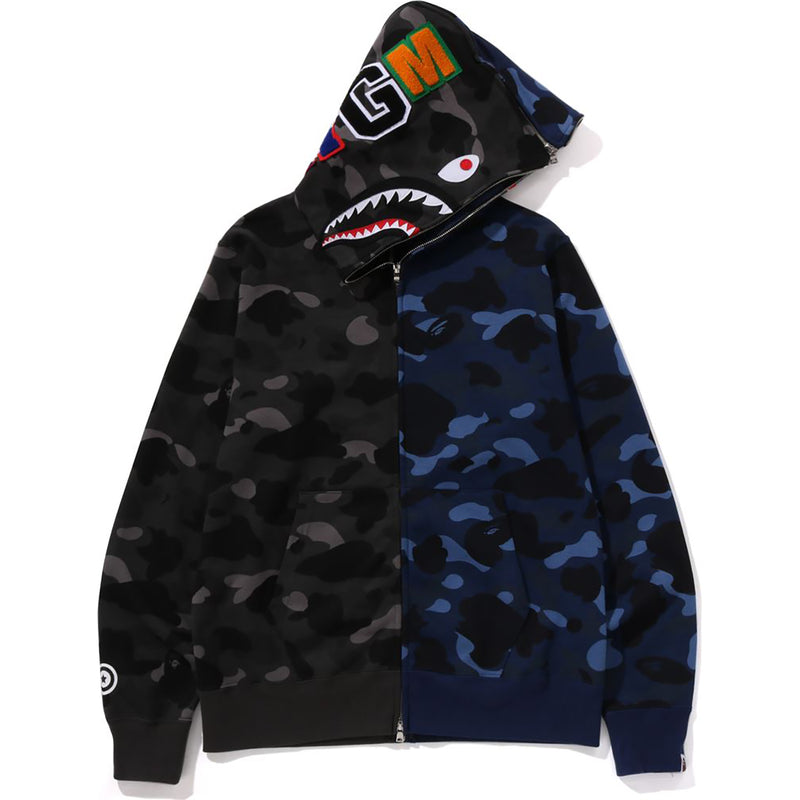 COLOR CAMO SEPARATE SHARK FULL ZIP HOODIE MENS