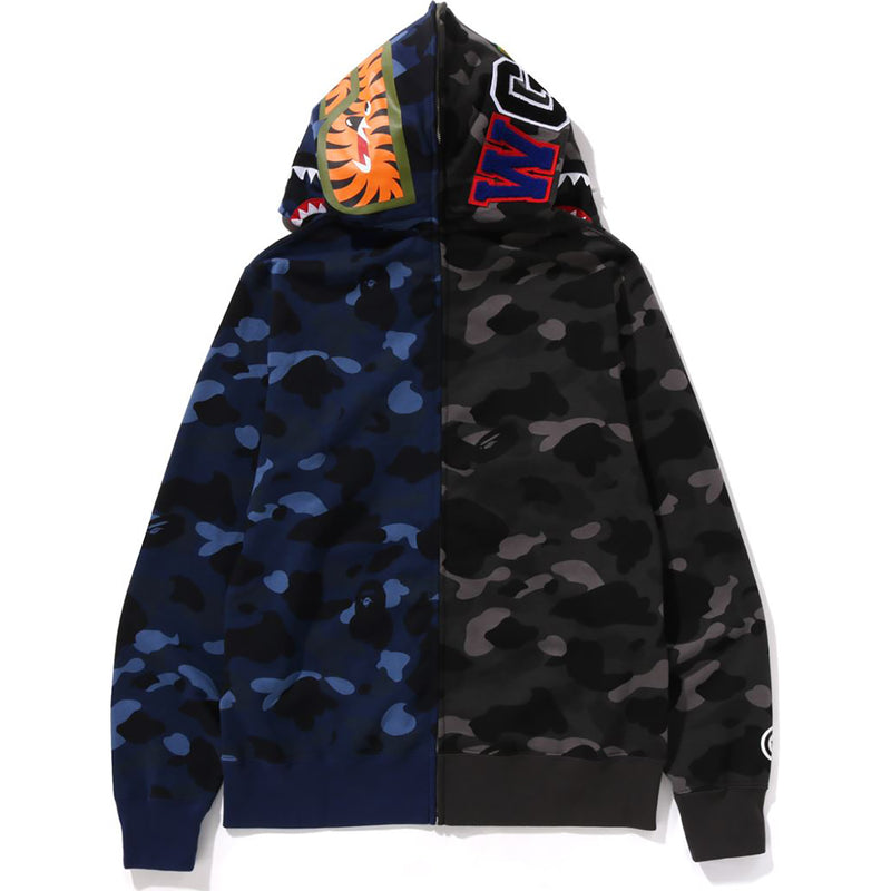 COLOR CAMO SEPARATE SHARK FULL ZIP HOODIE MENS