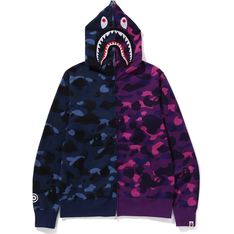 COLOR CAMO SEPARATE SHARK FULL ZIP HOODIE MENS