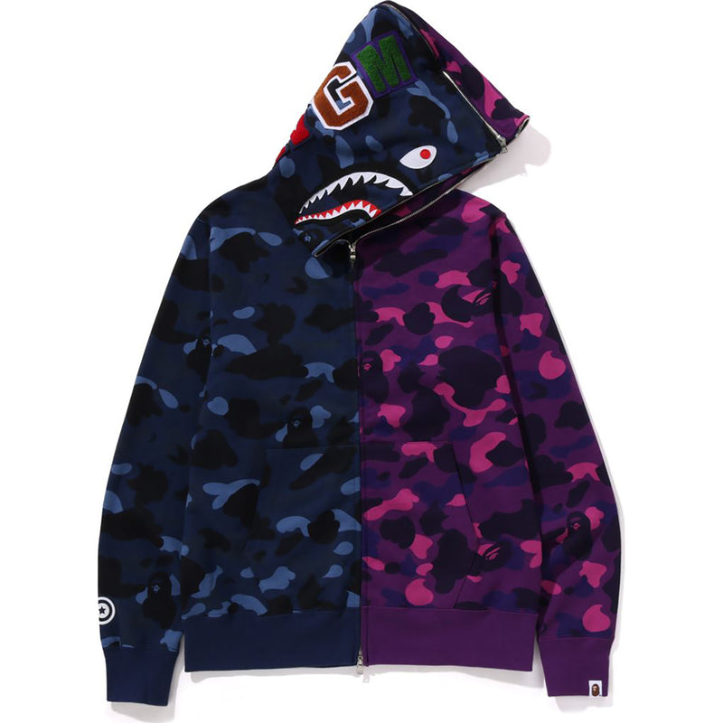 COLOR CAMO SEPARATE SHARK FULL ZIP HOODIE MENS