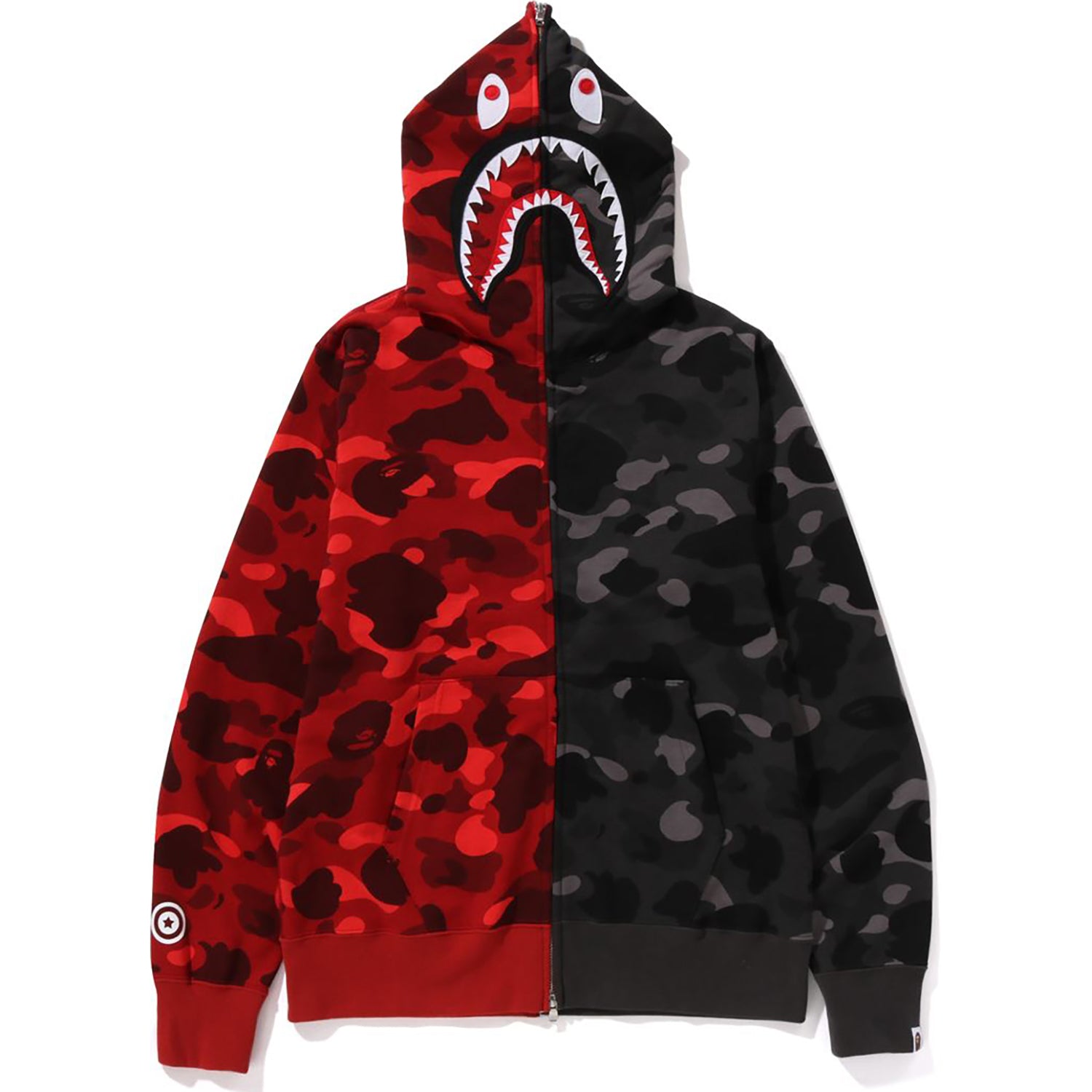 Bape shark hoodie red camo full zip hotsell