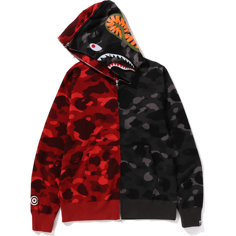 COLOR CAMO SEPARATE SHARK FULL ZIP HOODIE MENS