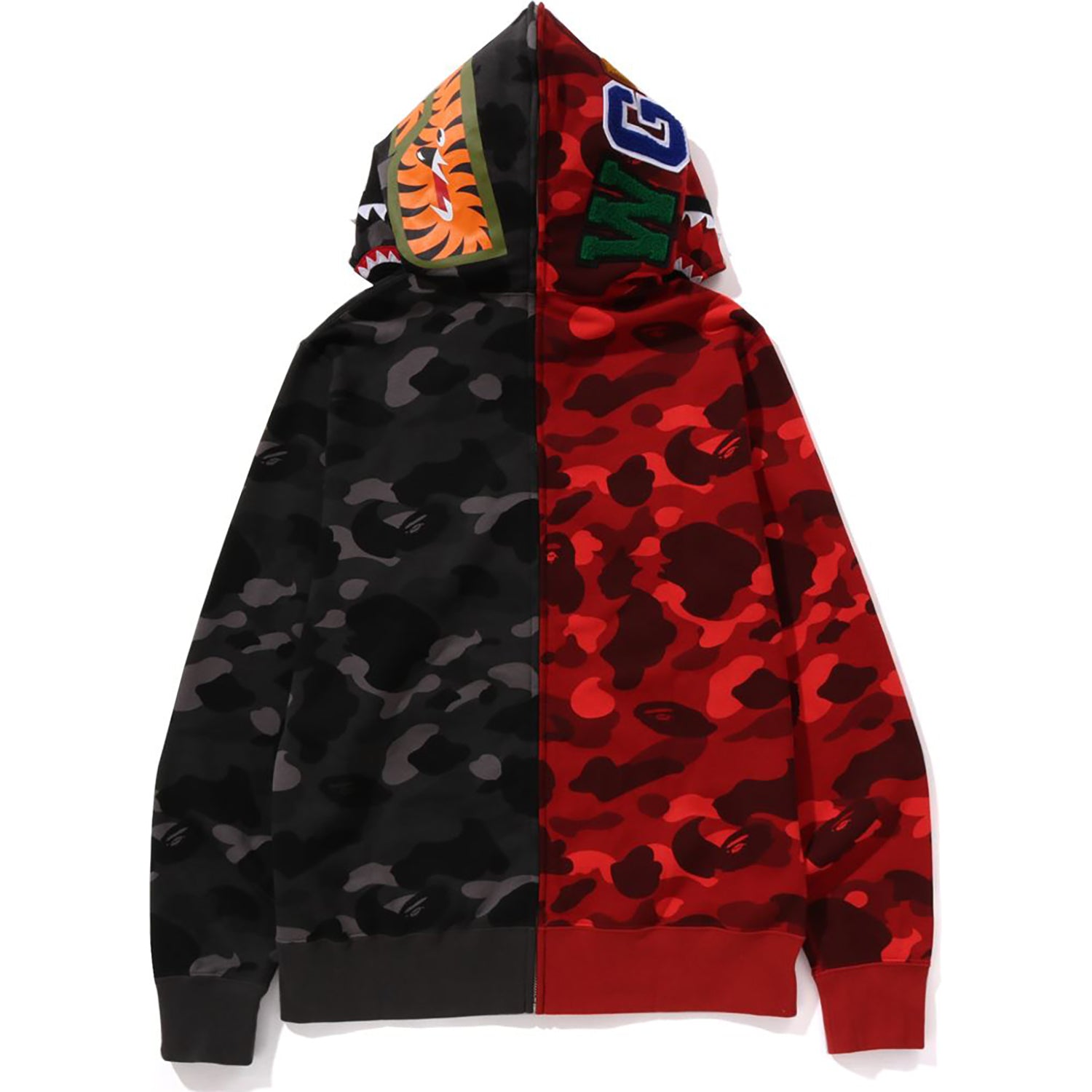 COLOR CAMO SEPARATE SHARK FULL ZIP HOODIE MENS us.bape