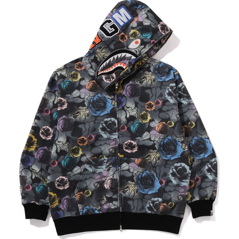 FLORAL CAMO SHARK RELAXED FIT FULL ZIP HOODIE MENS
