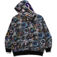 FLORAL CAMO SHARK RELAXED FIT FULL ZIP HOODIE MENS