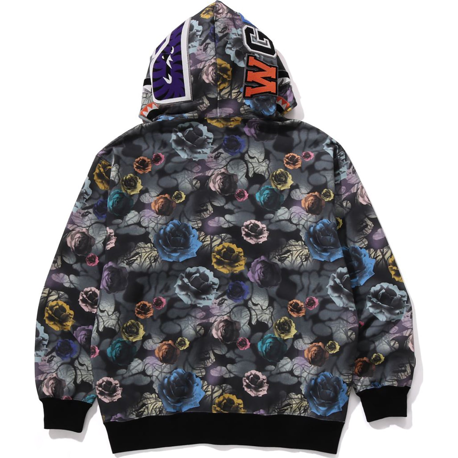 Bape Floral Camo Shark Relaxed Fit Full Zip Hoodie Black