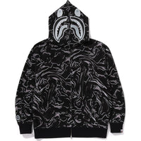 MARBLING CAMO SHARK RELAXED FIT FULL ZIP HOODIE MENS