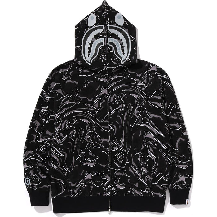 MARBLING CAMO SHARK RELAXED FIT FULL ZIP HOODIE MENS