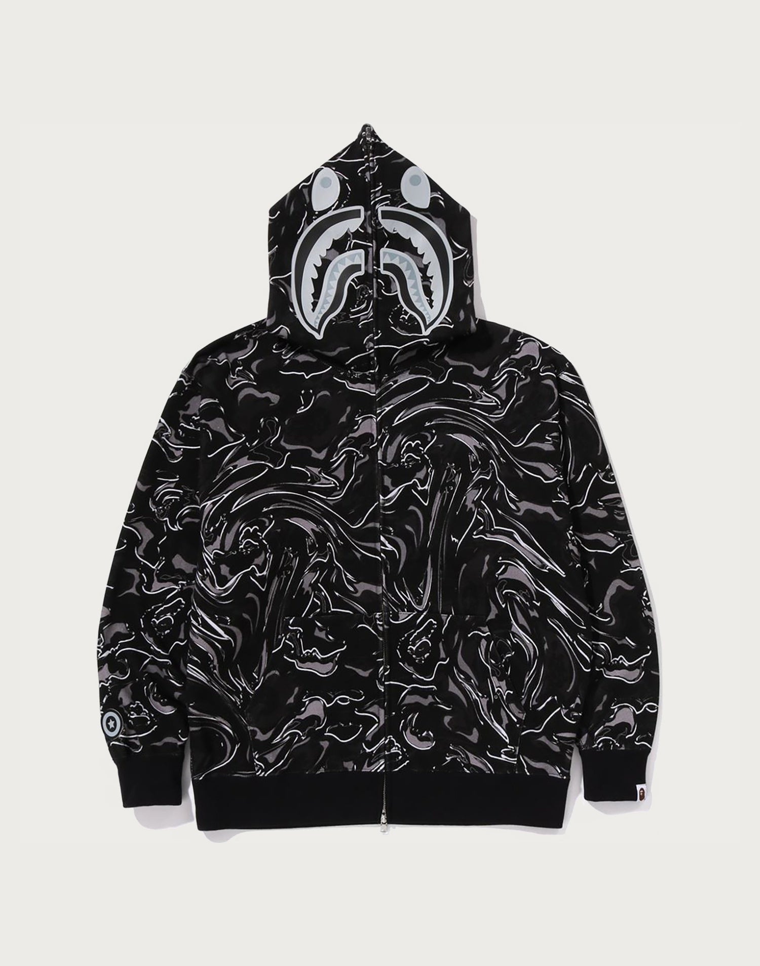 MARBLING CAMO SHARK RELAXED FIT FULL ZIP HOODIE MENS