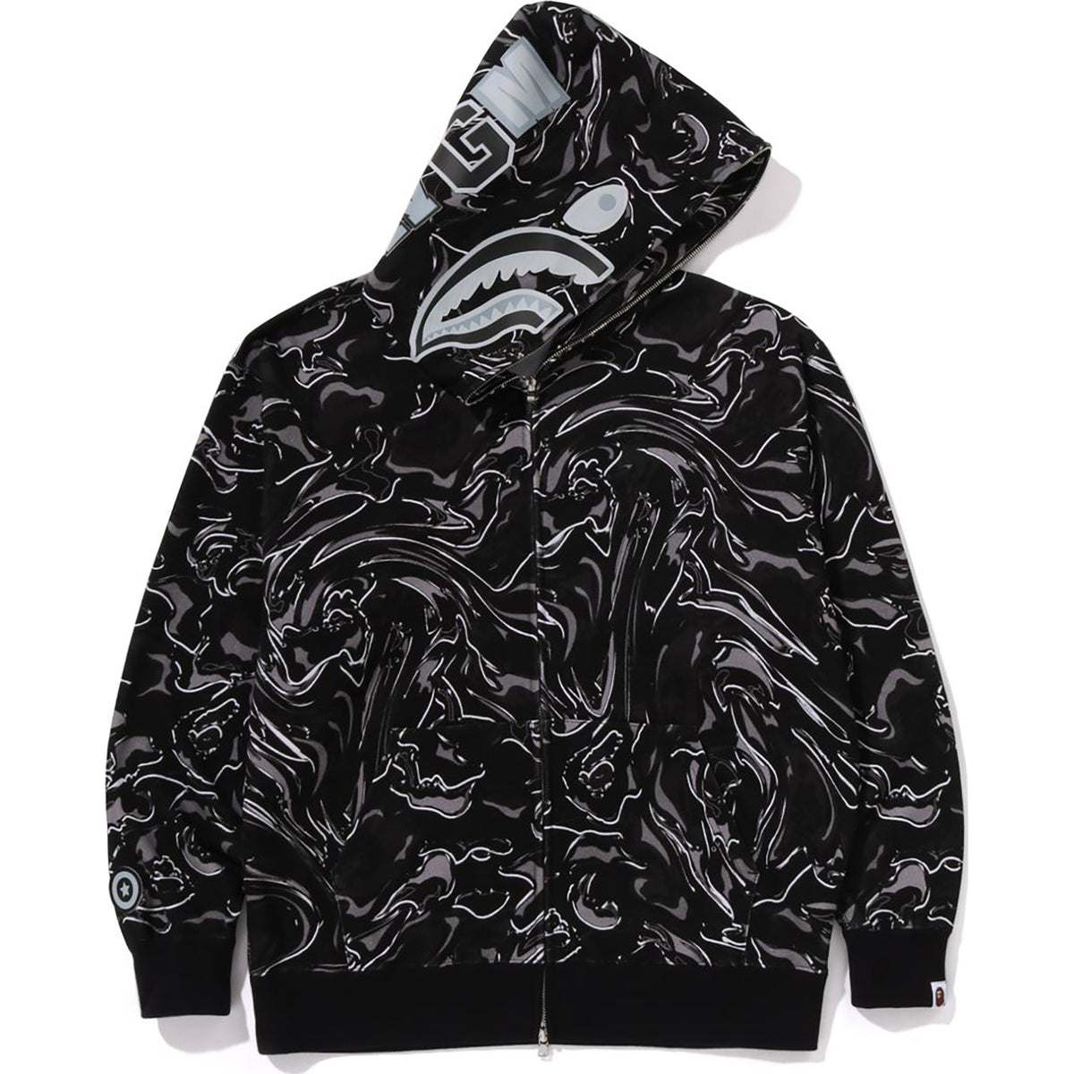 MARBLING CAMO SHARK RELAXED FIT FULL ZIP HOODIE MENS