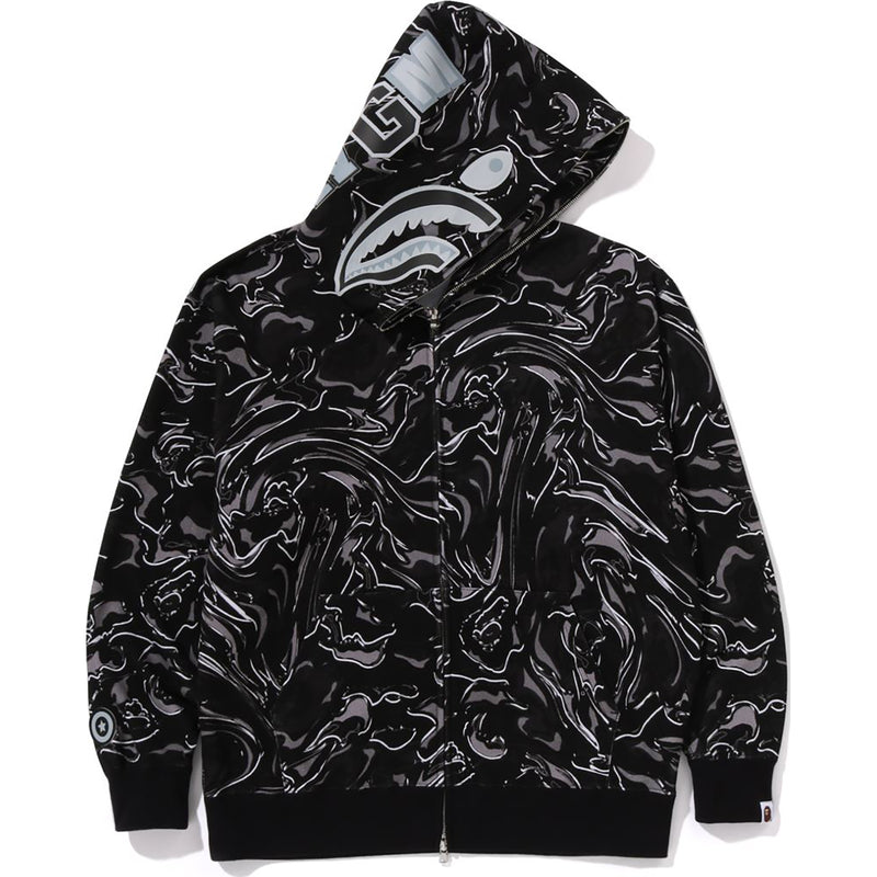 MARBLING CAMO SHARK RELAXED FIT FULL ZIP HOODIE MENS