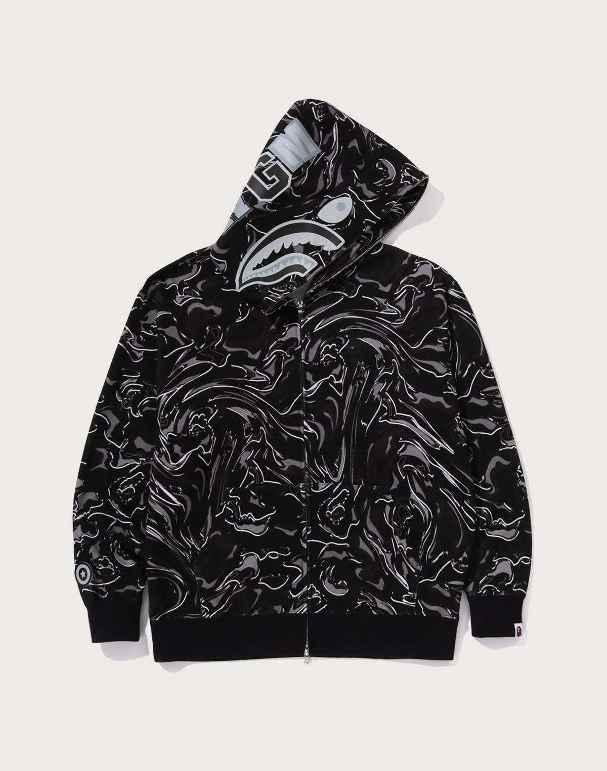 MARBLING CAMO SHARK RELAXED FIT FULL ZIP HOODIE MENS
