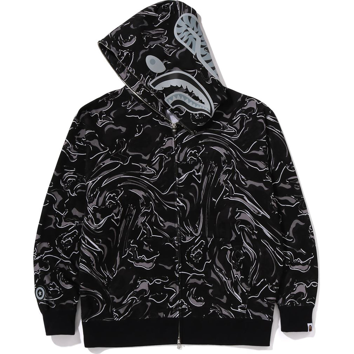 MARBLING CAMO SHARK RELAXED FIT FULL ZIP HOODIE MENS