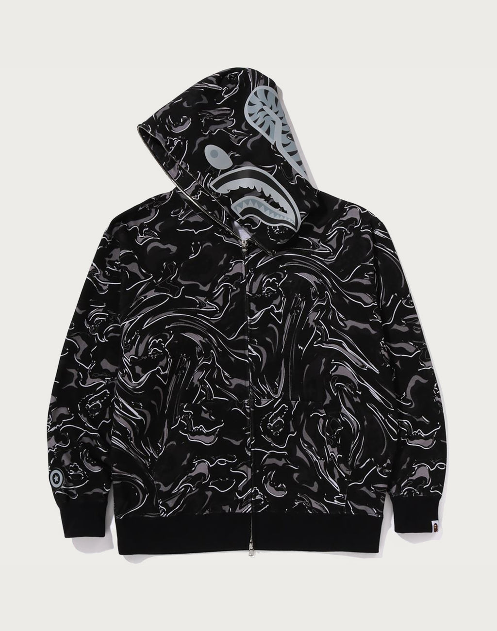 MARBLING CAMO SHARK RELAXED FIT FULL ZIP HOODIE MENS