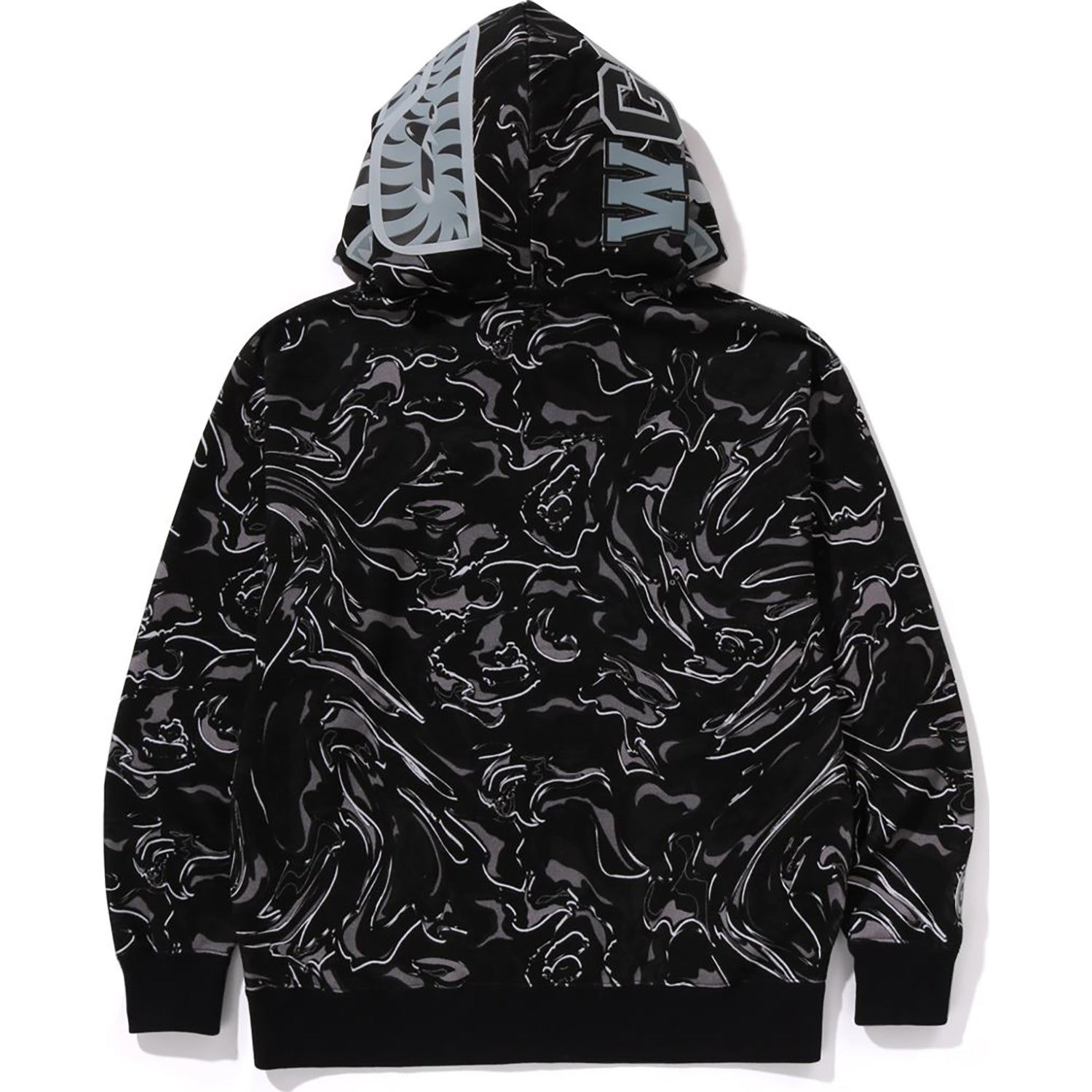 MARBLING CAMO SHARK RELAXED FIT FULL ZIP HOODIE MENS us.bape