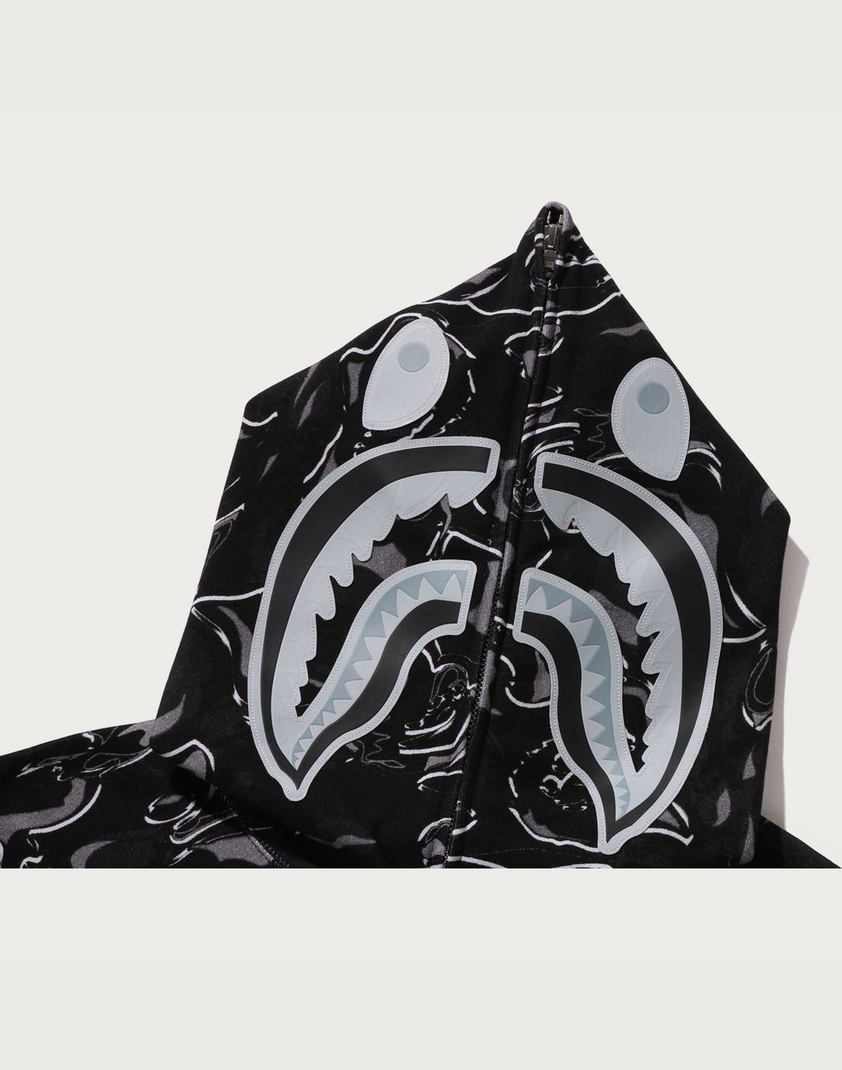 MARBLING CAMO SHARK RELAXED FIT FULL ZIP HOODIE MENS
