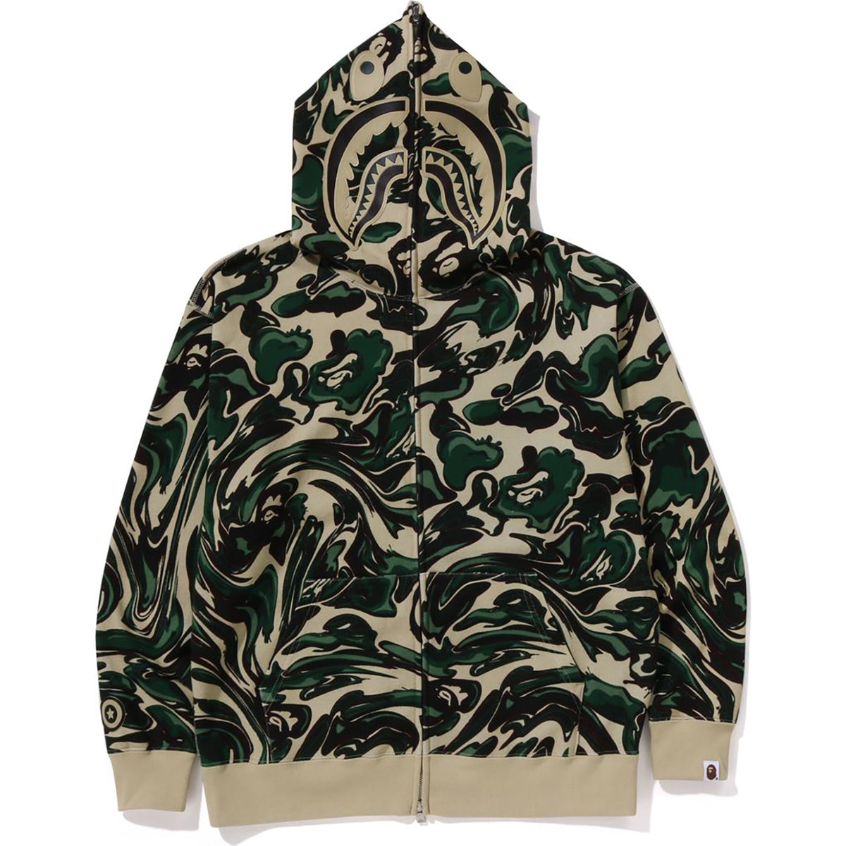 MARBLING CAMO SHARK RELAXED FIT FULL ZIP HOODIE MENS