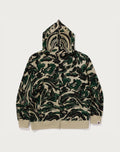 MARBLING CAMO SHARK RELAXED FIT FULL ZIP HOODIE MENS