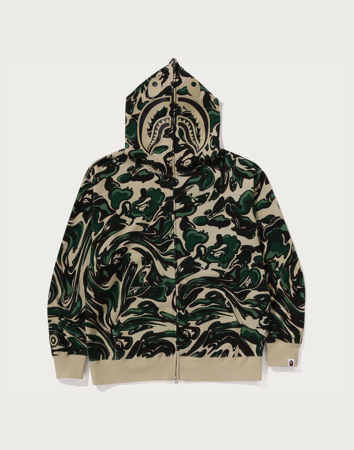 MARBLING CAMO SHARK RELAXED FIT FULL ZIP HOODIE MENS