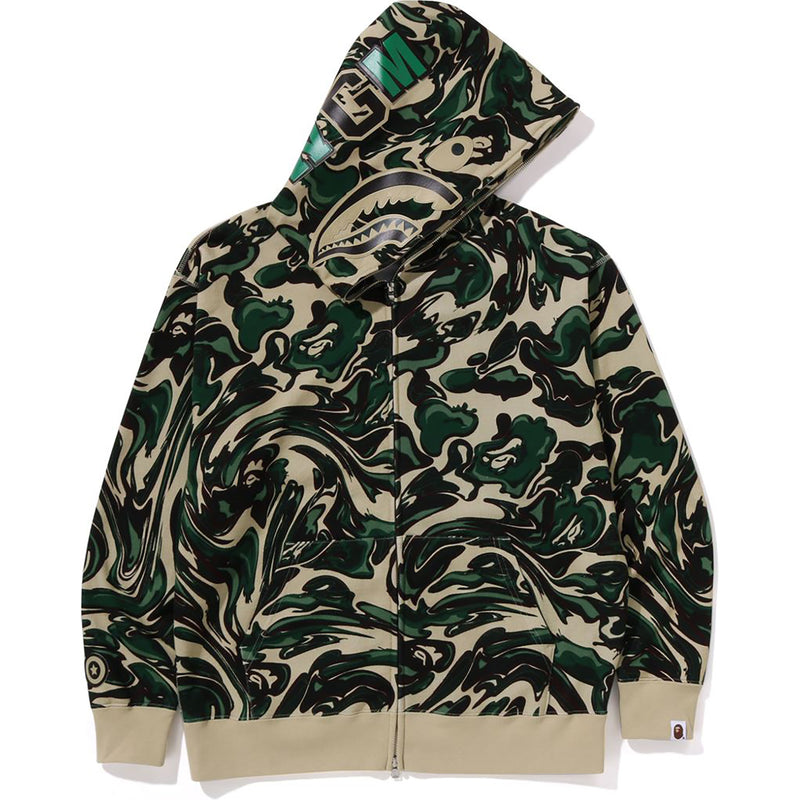 MARBLING CAMO SHARK RELAXED FIT FULL ZIP HOODIE MENS