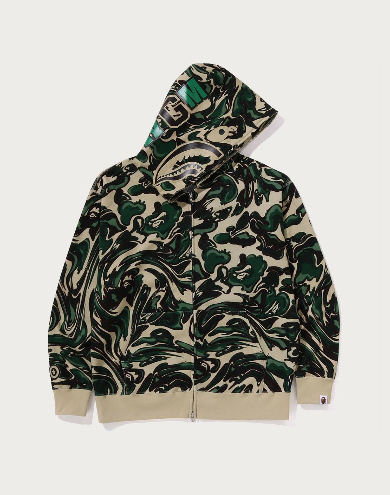 MARBLING CAMO SHARK RELAXED FIT FULL ZIP HOODIE MENS
