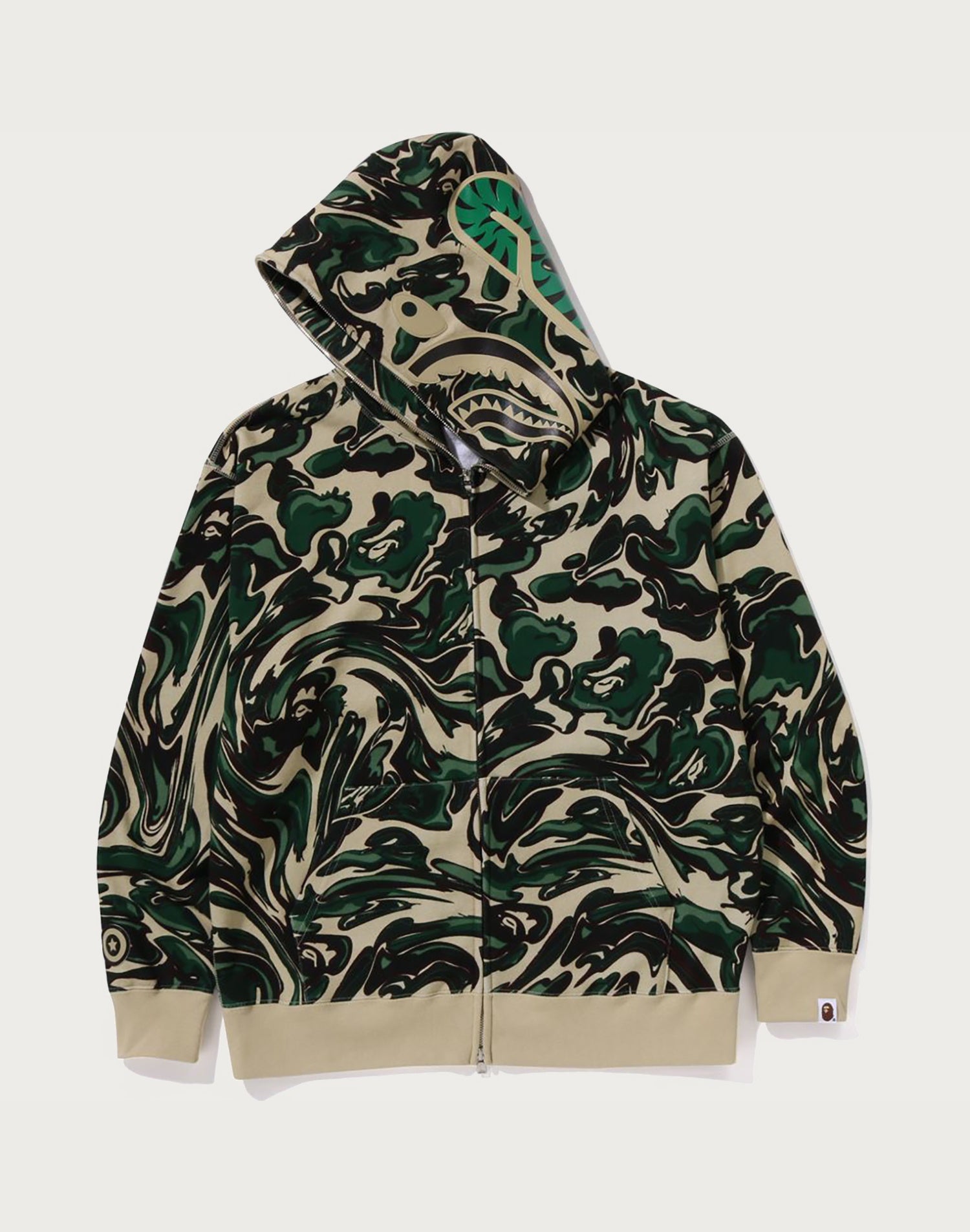 MARBLING CAMO SHARK RELAXED FIT FULL ZIP HOODIE MENS