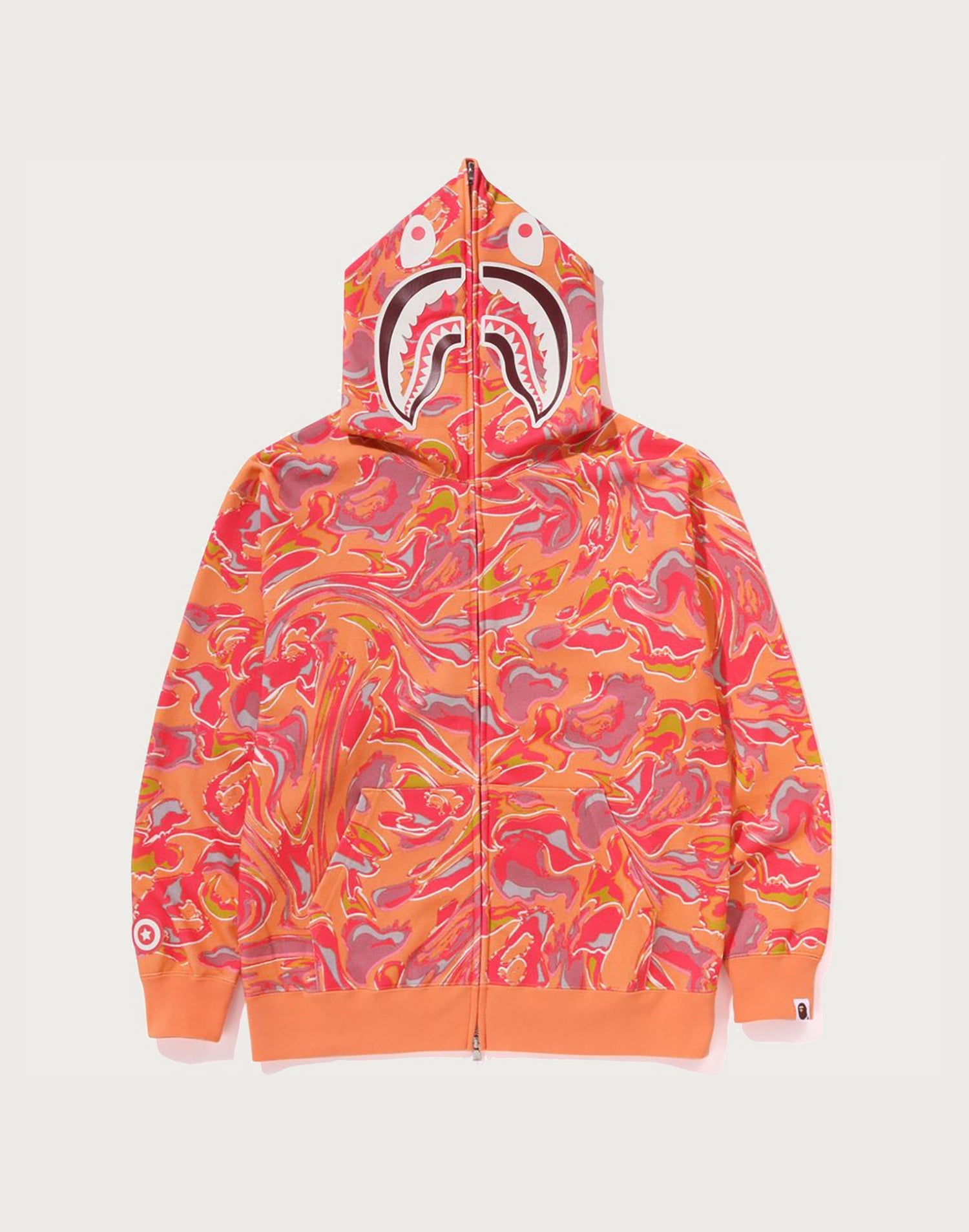MARBLING CAMO SHARK RELAXED FIT FULL ZIP HOODIE MENS
