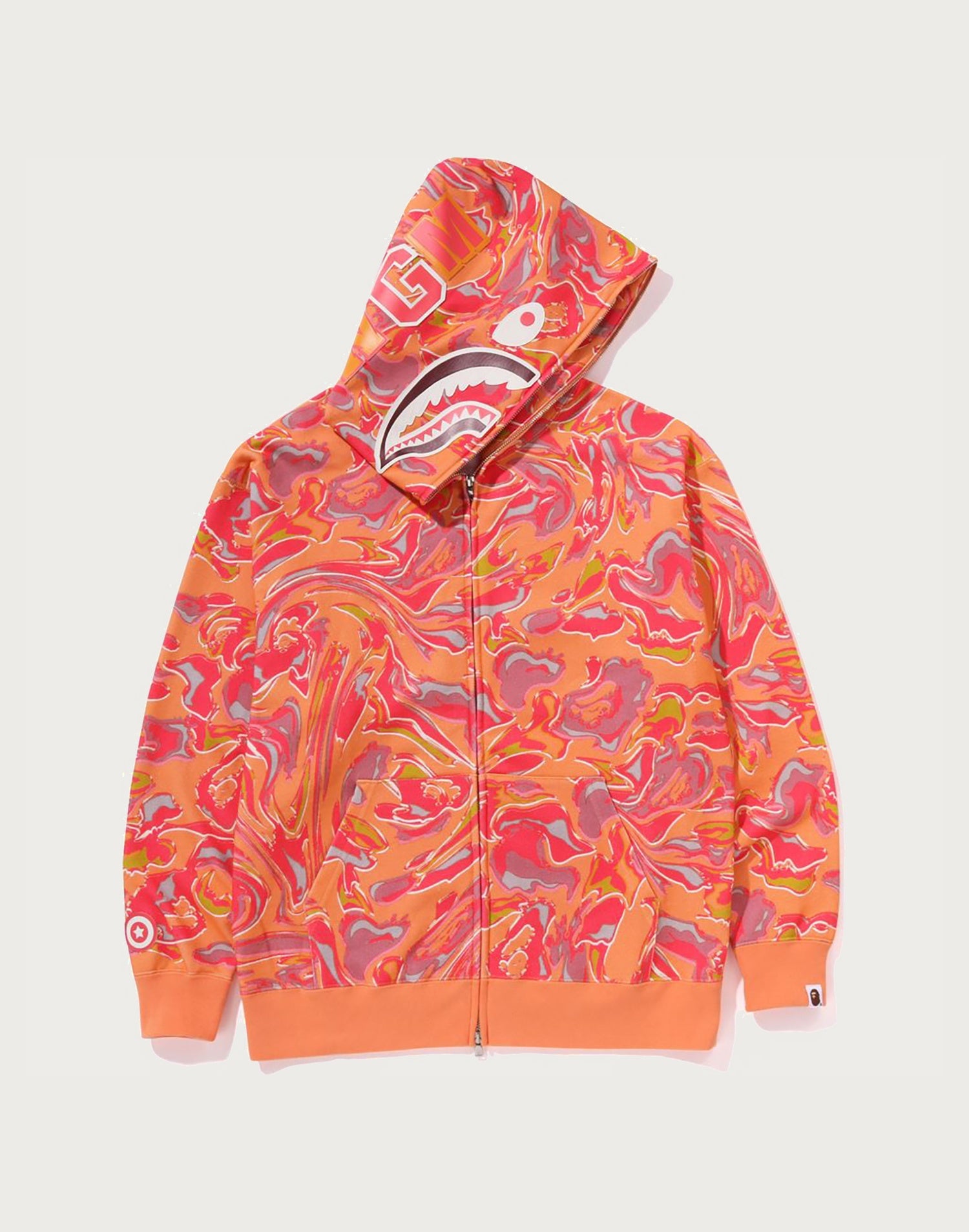 MARBLING CAMO SHARK RELAXED FIT FULL ZIP HOODIE MENS