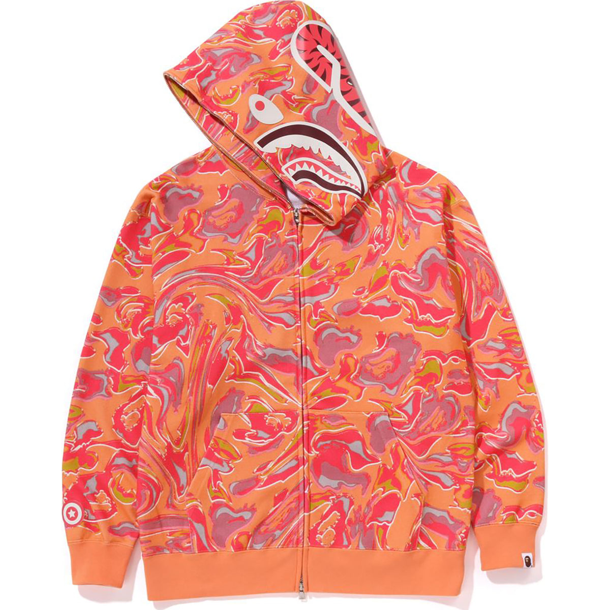 MARBLING CAMO SHARK RELAXED FIT FULL ZIP HOODIE MENS